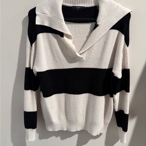 Tahari Black and White Cowl Neck Sweater